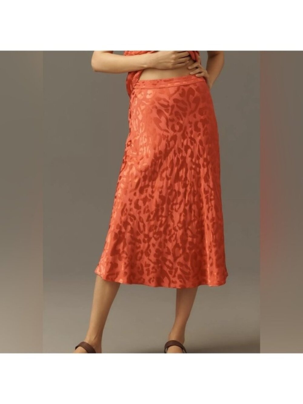 NWT Anthropologie Farm Rio Size XS Jacquard Leopard Midi Skirt
